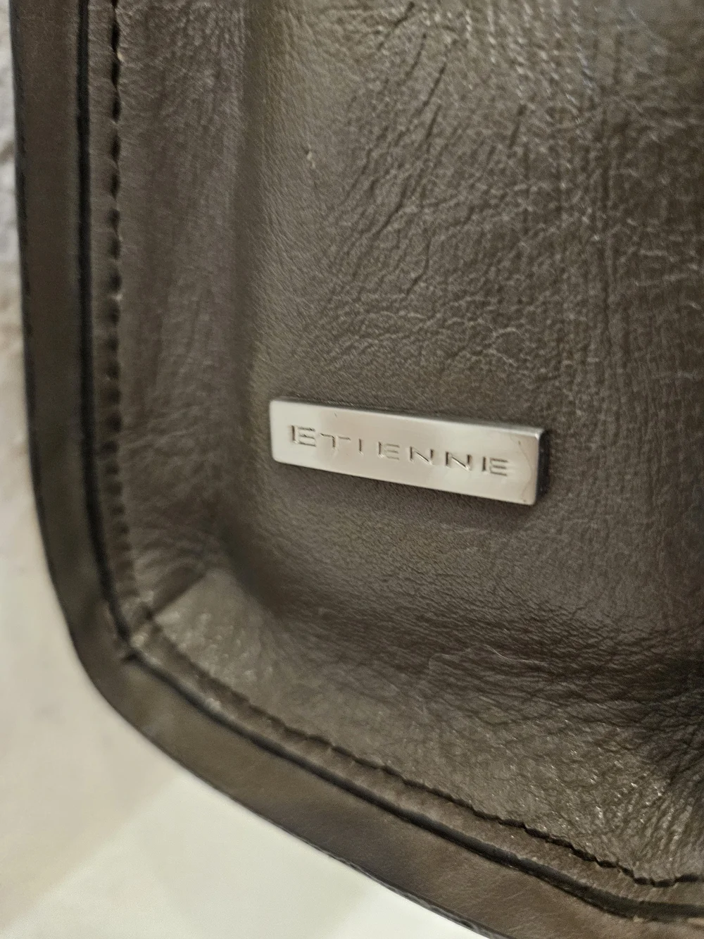 Vintage Etienne Grey Leather Satchel Shoulder Purse